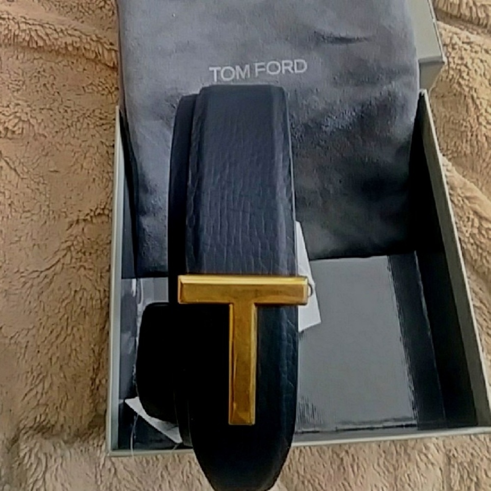 🆕TOM FORD BLK/CHC Leather Belt size 36